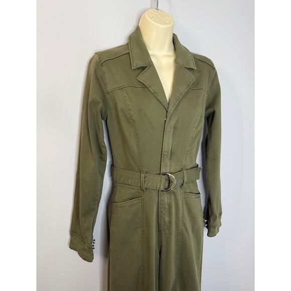Paige Anessa Wide-Leg Utility Jumpsuit Wide Leg Vintage Brushed Olive Sz 0 - Picture 5 of 13